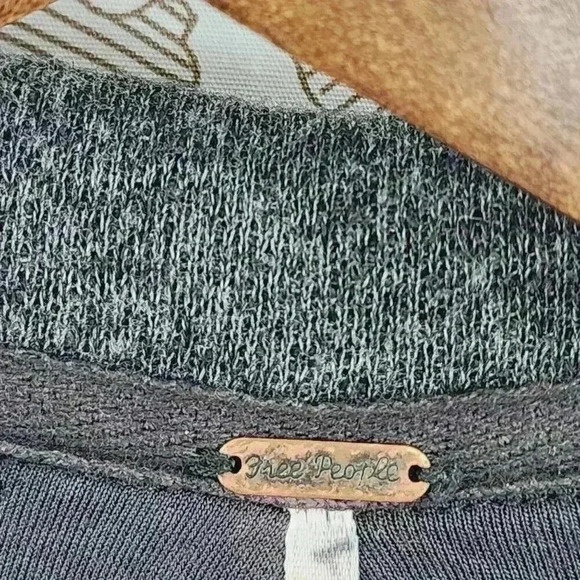 Free People Linen Blend Womens XS Gray Double Breasted Coat Jacket With Pockets - Picture 6 of 7